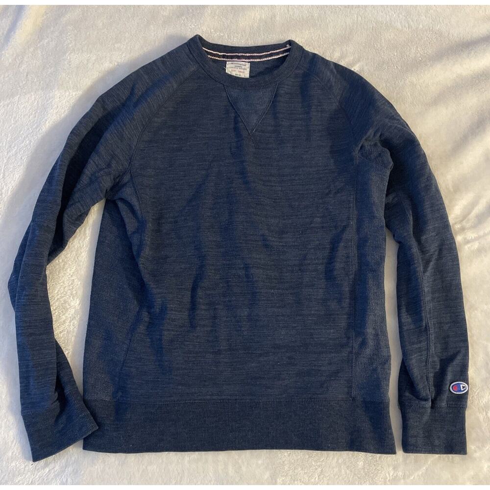 Champion Sweatshirt Mens‎ Size Small Heather Blue Knit Long Sleeve Cotton Blend